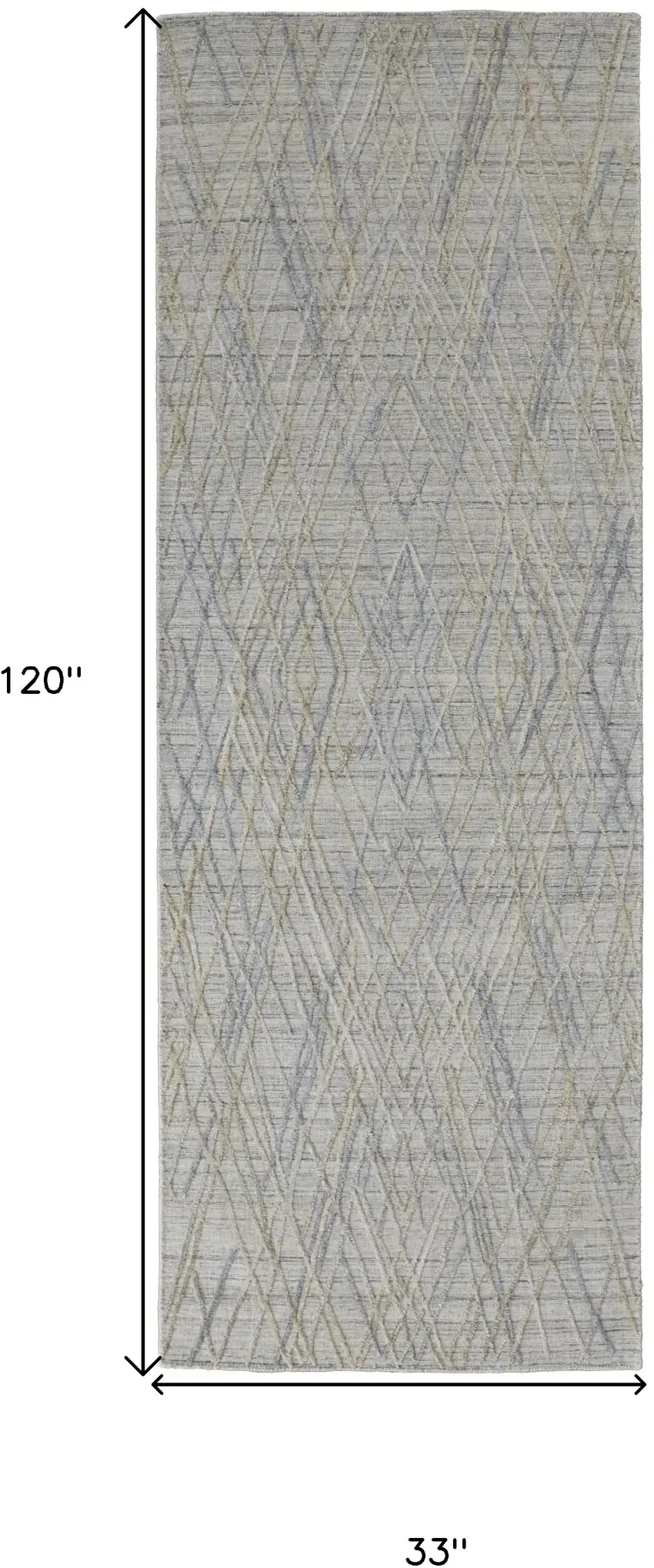 10' Gray And Ivory Abstract Hand Woven Runner Rug Photo 6