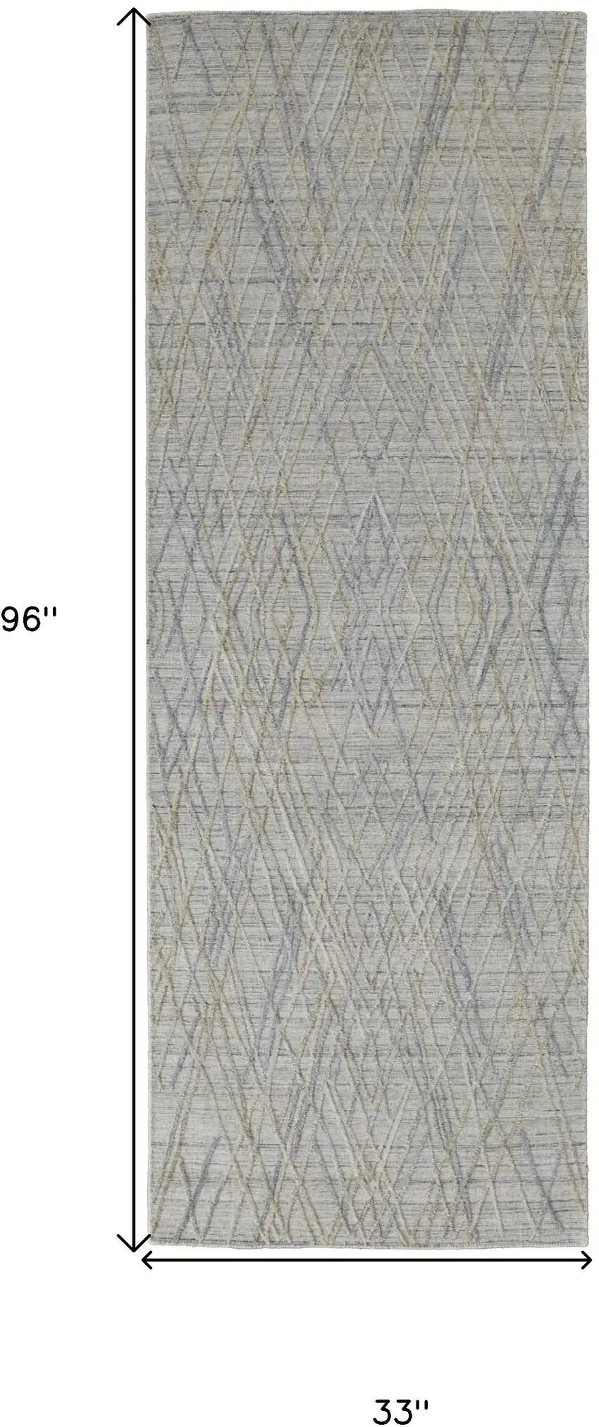8' Gray And Ivory Abstract Hand Woven Runner Rug Photo 7
