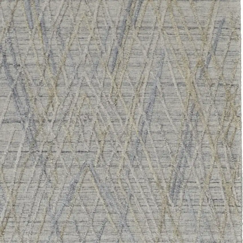 8' Gray And Ivory Abstract Hand Woven Runner Rug Photo 4
