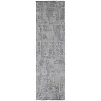 Photo of 10' Gray And Ivory Abstract Hand Woven Runner Rug