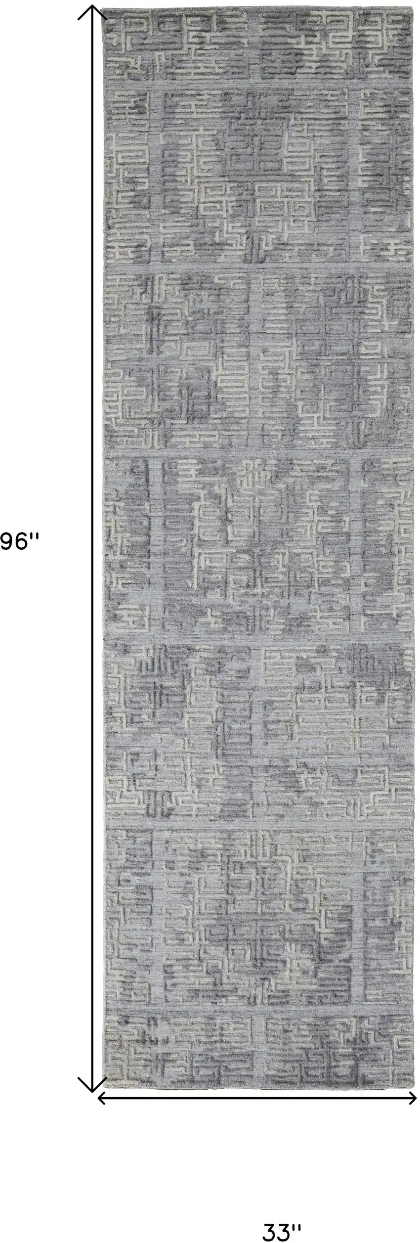 8' Gray And Ivory Abstract Hand Woven Runner Rug Photo 6