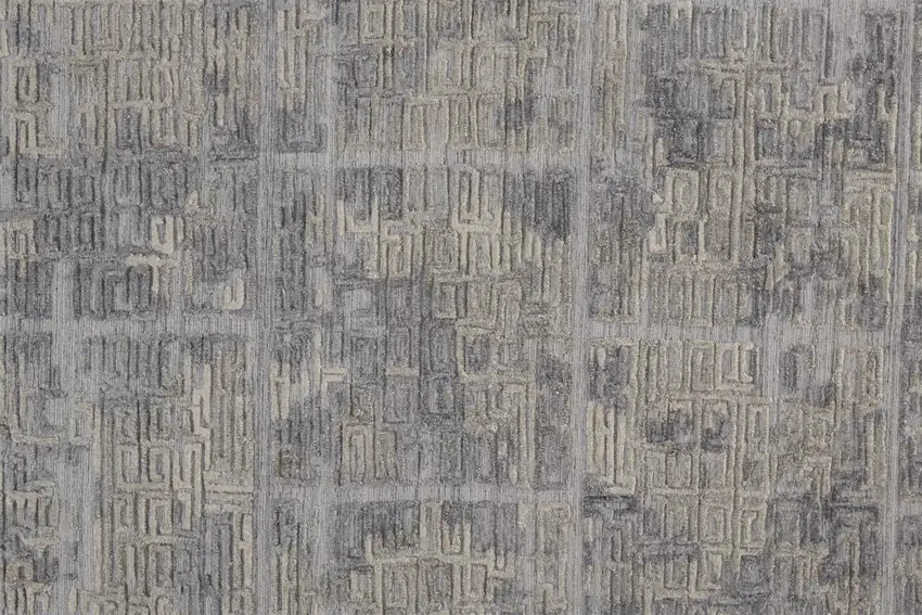 8' Gray And Ivory Abstract Hand Woven Runner Rug Photo 3