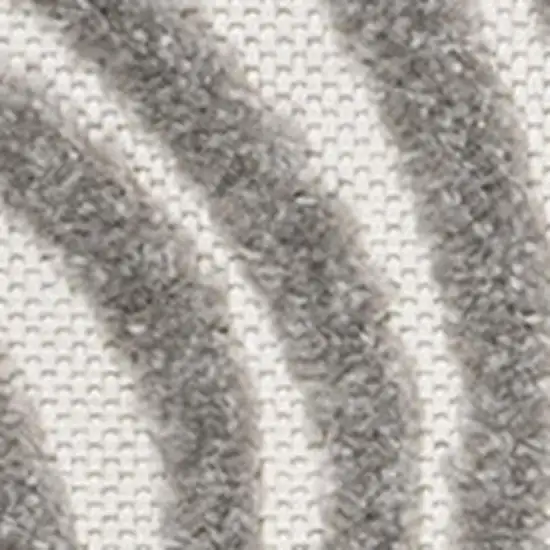 10' Gray And Ivory Abstract Indoor Outdoor Runner Rug Photo 2