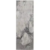 Photo of 8' Gray And Ivory Abstract Power Loom Runner Rug