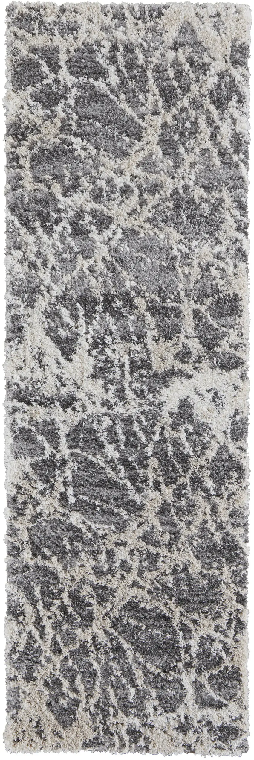 8' Gray And Ivory Abstract Power Loom Stain Resistant Runner Rug Photo 1