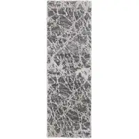 Photo of 8' Gray And Ivory Abstract Power Loom Stain Resistant Runner Rug