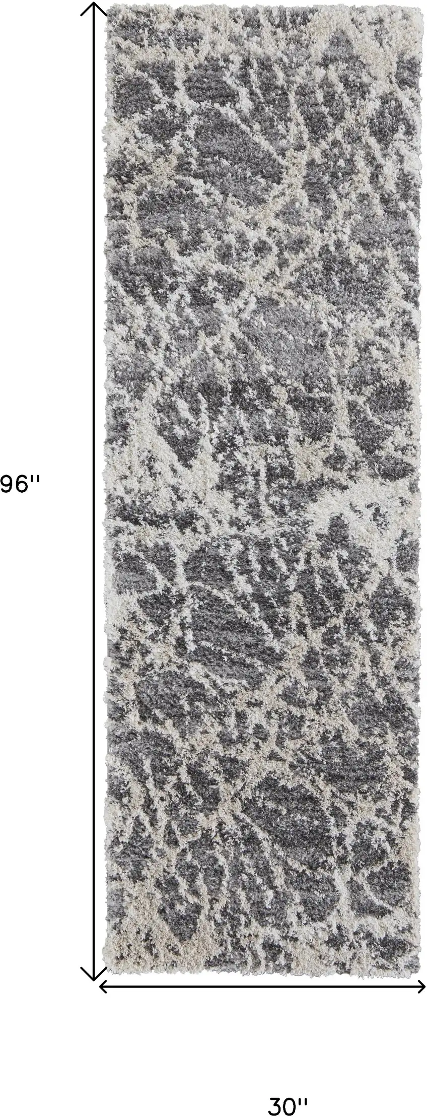 8' Gray And Ivory Abstract Power Loom Stain Resistant Runner Rug Photo 7