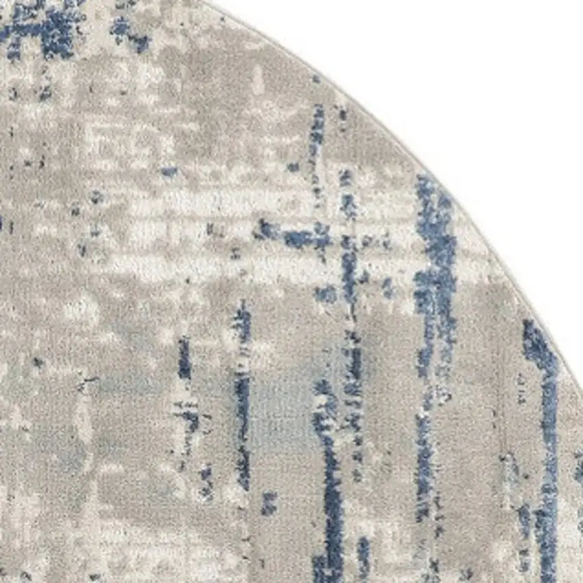 10' Gray And Ivory Abstract Round Rug Photo 3