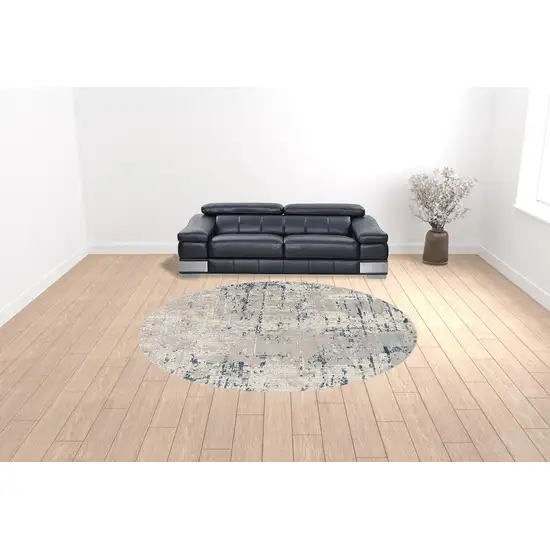 10' Gray And Ivory Abstract Round Rug Photo 1