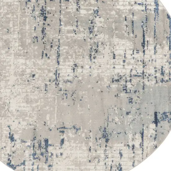 10' Gray And Ivory Abstract Round Rug Photo 7
