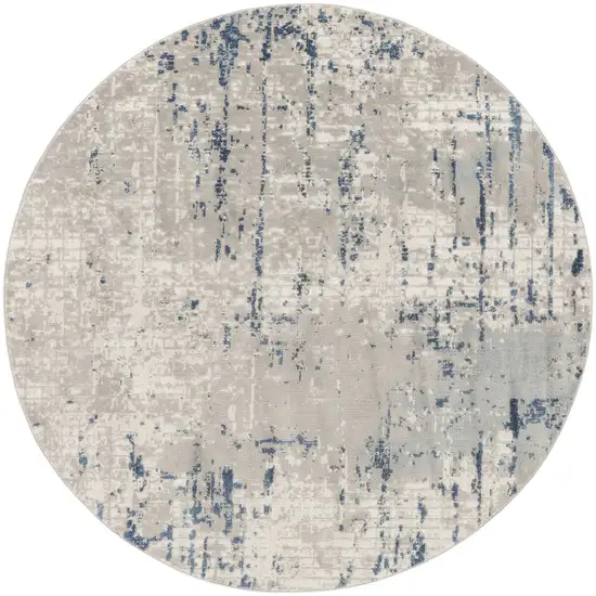 10' Gray And Ivory Abstract Round Rug Photo 4