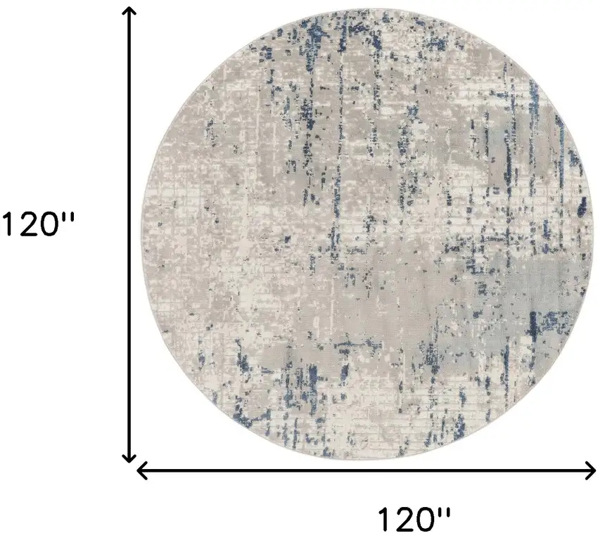 10' Gray And Ivory Abstract Round Rug Photo 3