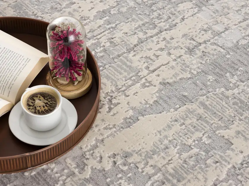 13' Gray And Ivory Abstract Runner Rug Photo 4