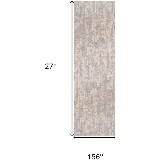 13' Gray And Ivory Abstract Runner Rug Photo 6