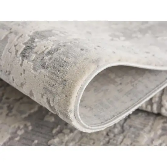 15' Gray And Ivory Abstract Runner Rug Photo 5