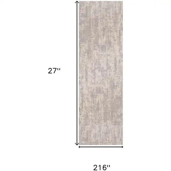 18' Gray And Ivory Abstract Runner Rug Photo 6