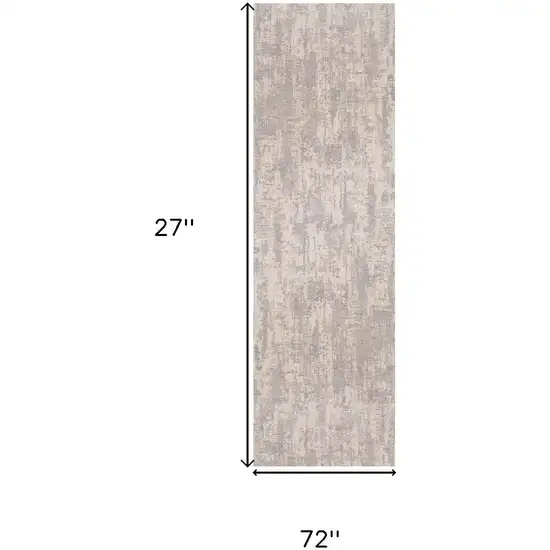 6' Gray And Ivory Abstract Runner Rug Photo 6