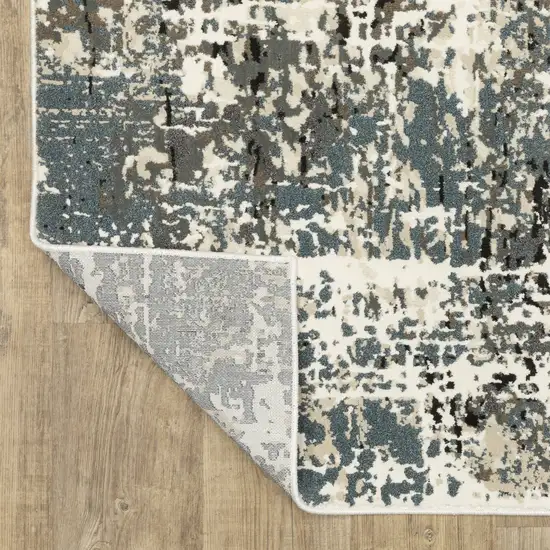 8' Gray And Ivory Abstract Runner Rug Photo 6