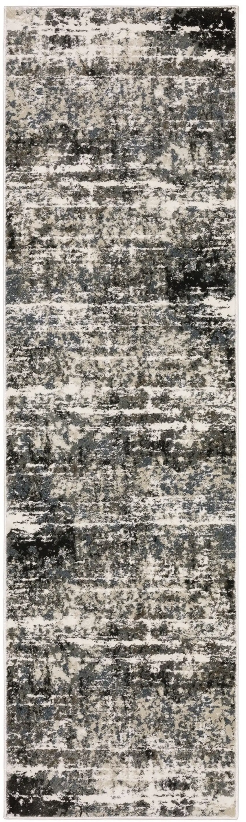 8' Gray And Ivory Abstract Runner Rug Photo 2
