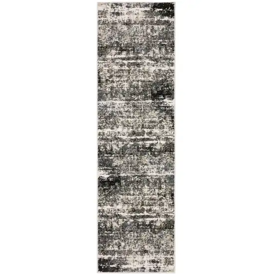 8' Gray And Ivory Abstract Runner Rug Photo 2