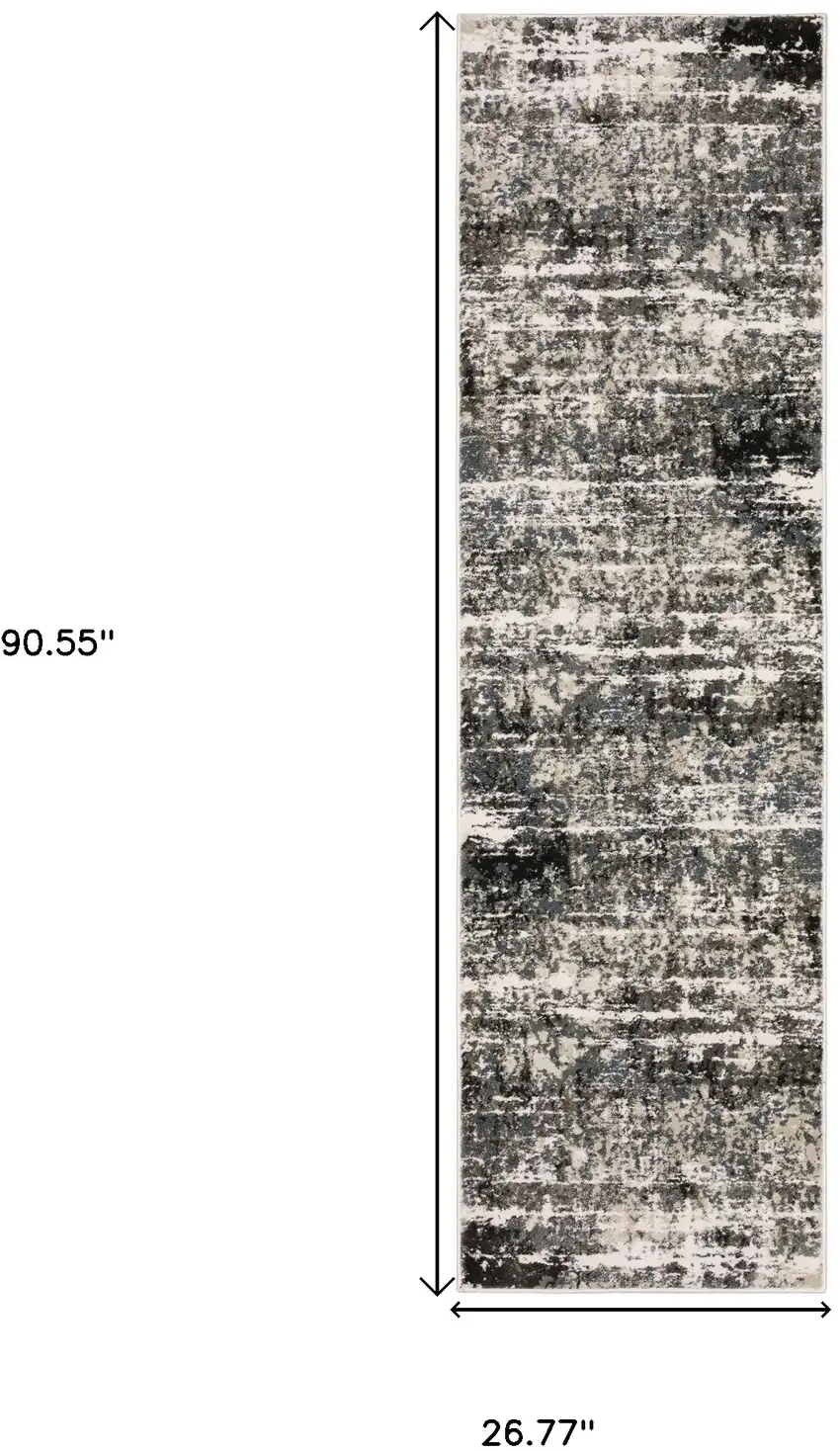 8' Gray And Ivory Abstract Runner Rug Photo 3