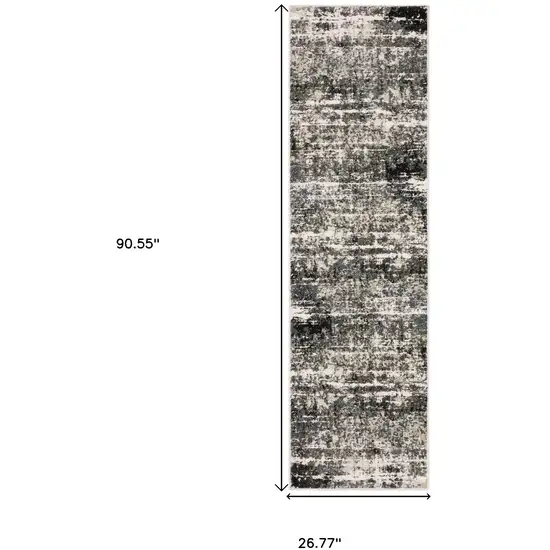 8' Gray And Ivory Abstract Runner Rug Photo 3