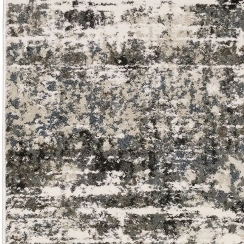 8' Gray And Ivory Abstract Runner Rug Photo 9