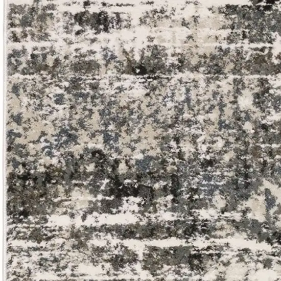 8' Gray And Ivory Abstract Runner Rug Photo 9
