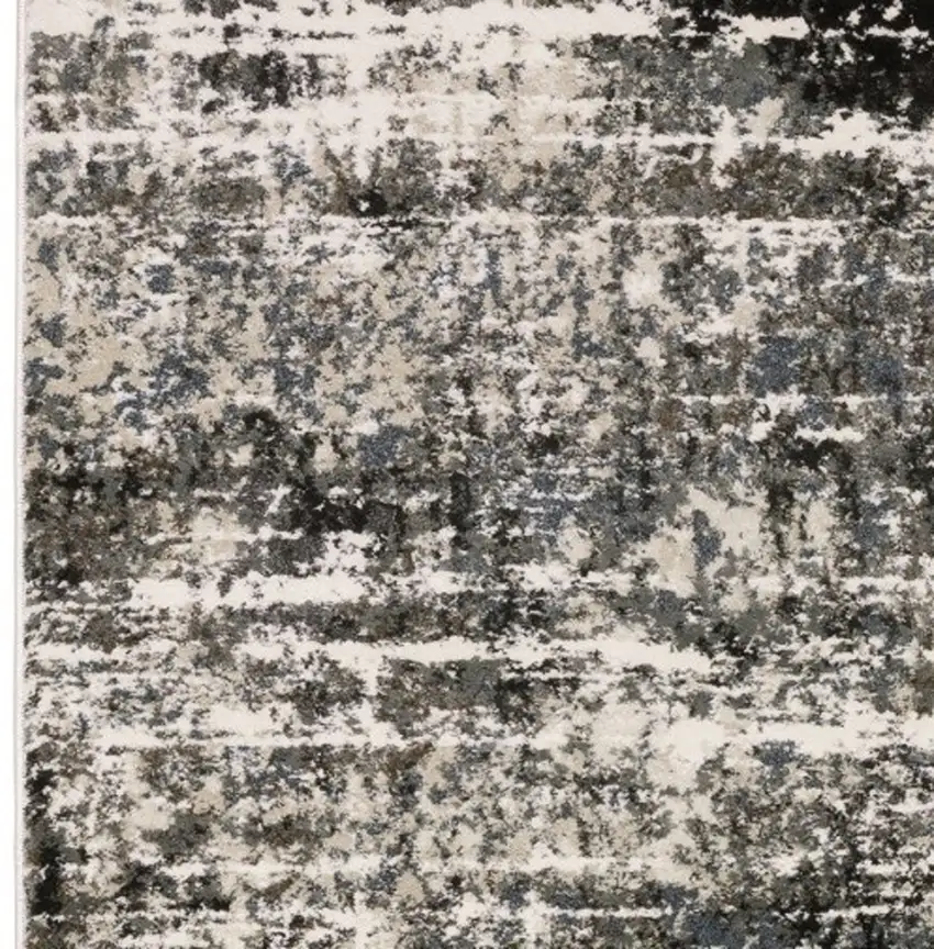 8' Gray And Ivory Abstract Runner Rug Photo 8