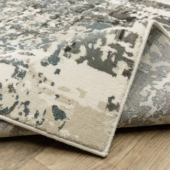 8' Gray And Ivory Abstract Runner Rug Photo 9
