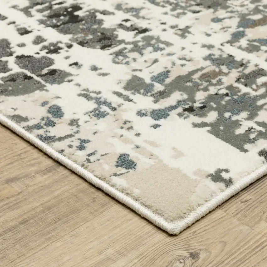 8' Gray And Ivory Abstract Runner Rug Photo 4