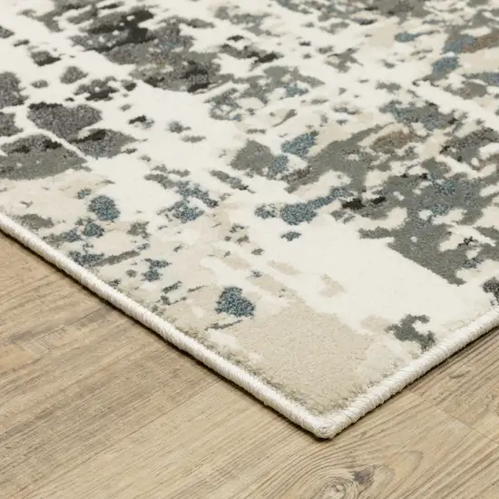 8' Gray And Ivory Abstract Runner Rug Photo 4