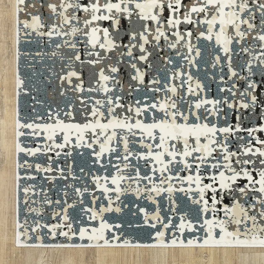 8' Gray And Ivory Abstract Runner Rug Photo 7