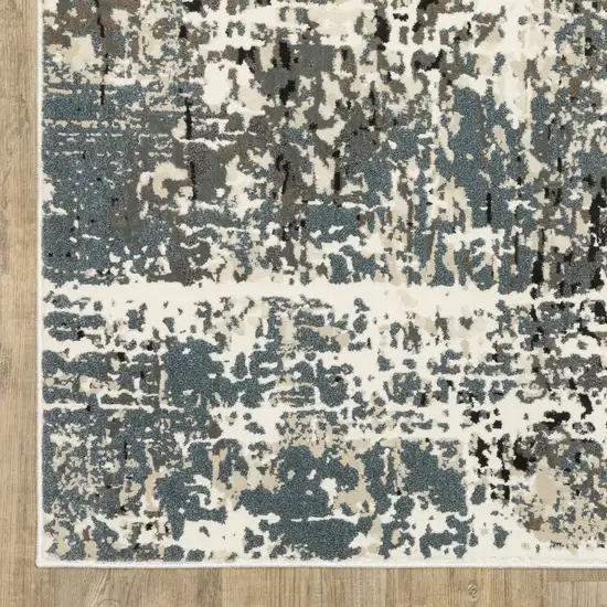 8' Gray And Ivory Abstract Runner Rug Photo 7