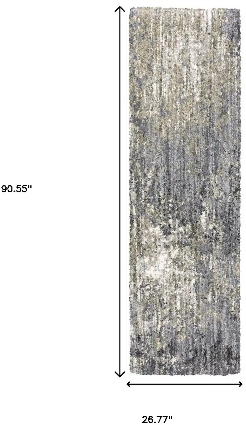 8' Gray And Ivory Abstract Shag Runner Rug Photo 3