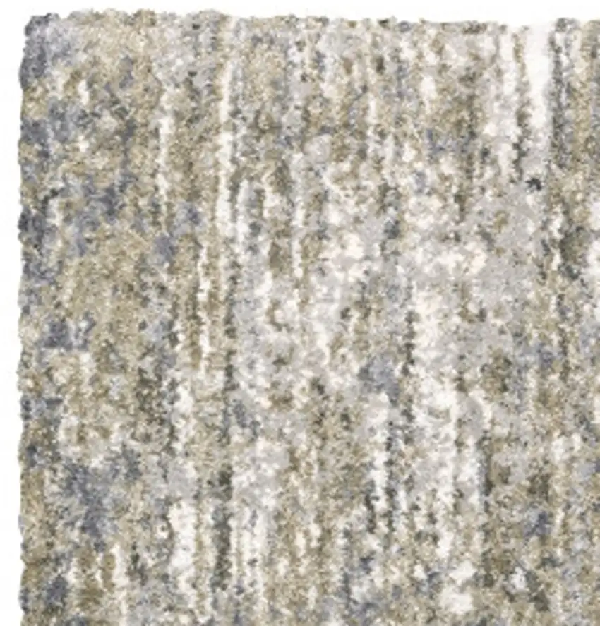 8' Gray And Ivory Abstract Shag Runner Rug Photo 6