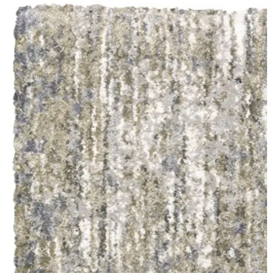 8' Gray And Ivory Abstract Shag Runner Rug Photo 6