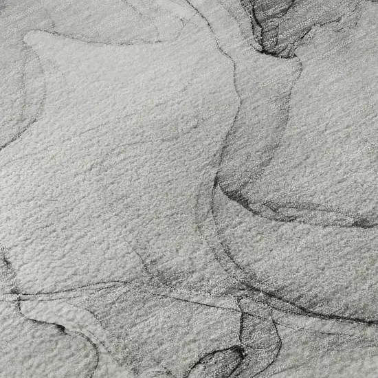 8' Gray And Ivory Abstract Washable Round Rug With UV Protection Photo 9