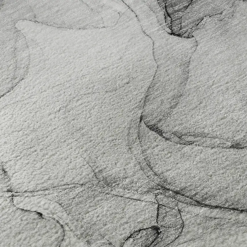 8' Gray And Ivory Abstract Washable Round Rug With UV Protection Photo 9