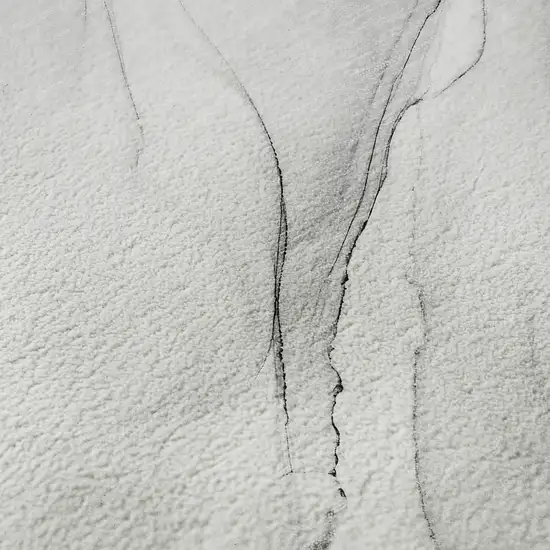 8' Gray And Ivory Abstract Washable Round Rug With UV Protection Photo 9