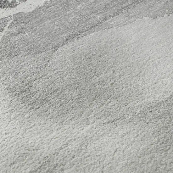 8' Gray And Ivory Abstract Washable Round Rug With UV Protection Photo 9