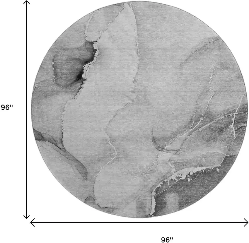 8' Gray And Ivory Abstract Washable Round Rug With UV Protection Photo 3