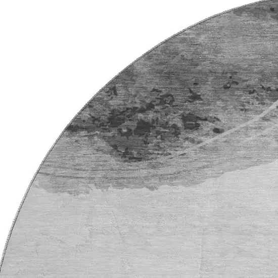 8' Gray And Ivory Abstract Washable Round Rug With UV Protection Photo 2