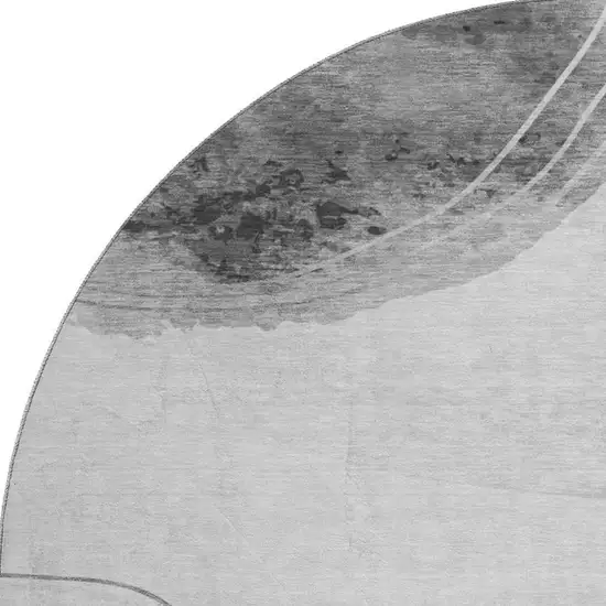 8' Gray And Ivory Abstract Washable Round Rug With UV Protection Photo 3