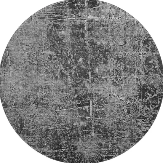 8' Gray And Ivory Abstract Washable Round Rug With UV Protection Photo 4