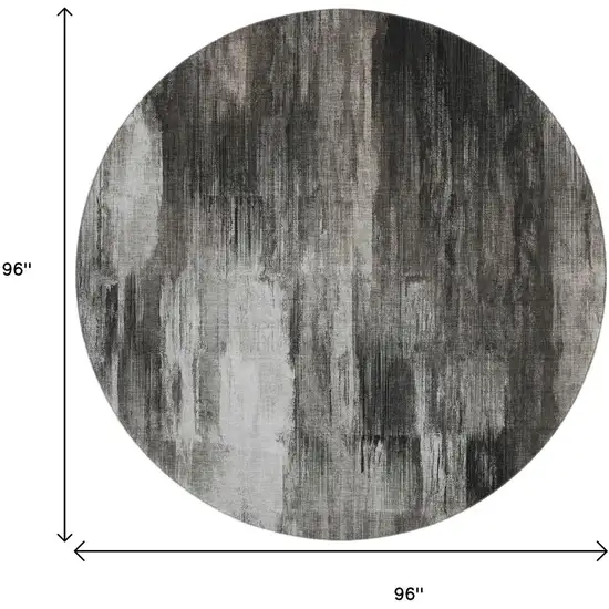 8' Gray And Ivory Abstract Washable Round Rug With UV Protection Photo 9