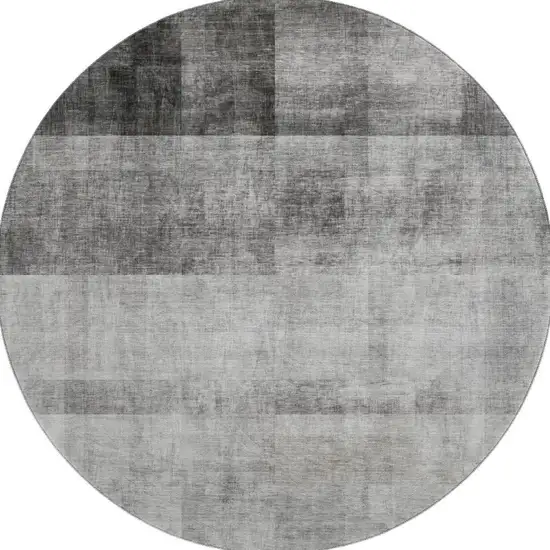 8' Gray And Ivory Abstract Washable Round Rug With UV Protection Photo 4