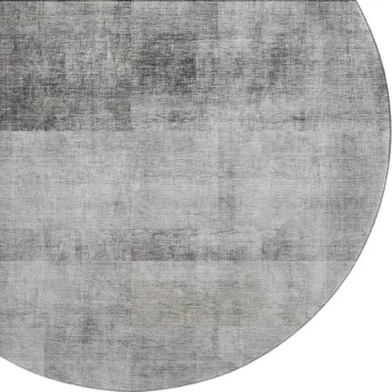 8' Gray And Ivory Abstract Washable Round Rug With UV Protection Photo 3