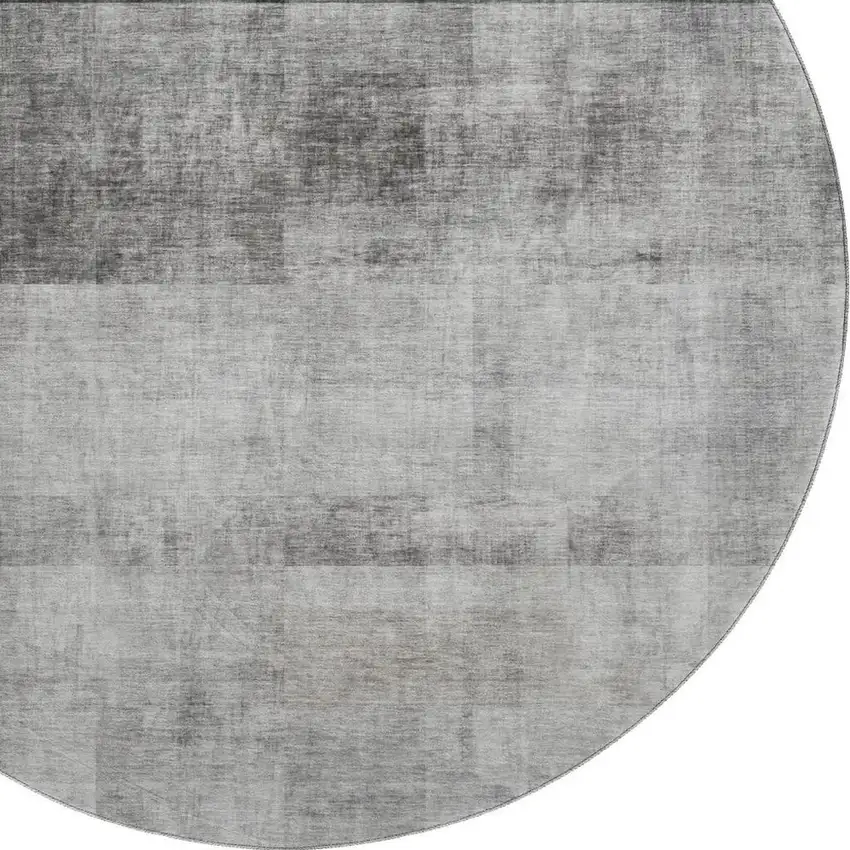 8' Gray And Ivory Abstract Washable Round Rug With UV Protection Photo 3