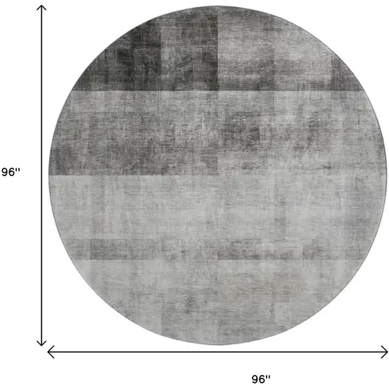 8' Gray And Ivory Abstract Washable Round Rug With UV Protection Photo 9